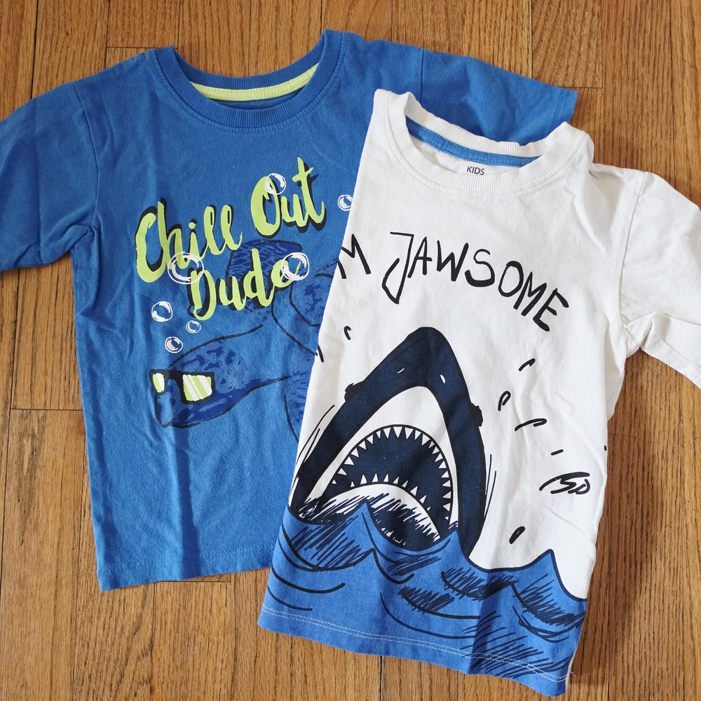 Kids Shark Graphic Tee Short Sleeve - Blue & White